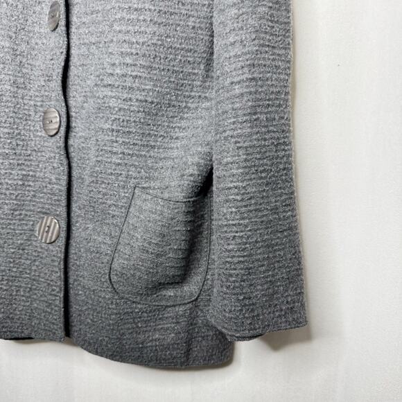 HABITAT / gray plush fuzzy button up cardigan sweater jacket / L - Picture 4 of 9